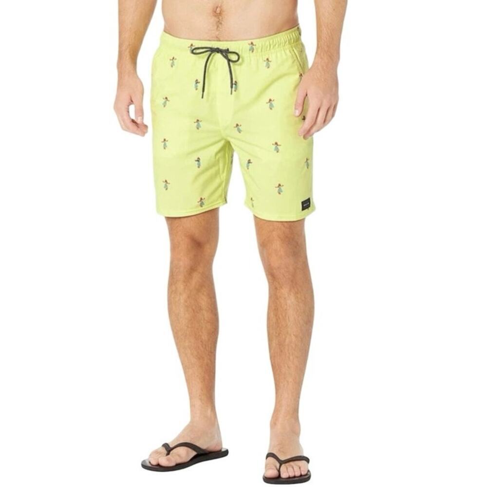 NWT Rip Curl Men’s Hula Breach Volley Trunks Yellow Size Large